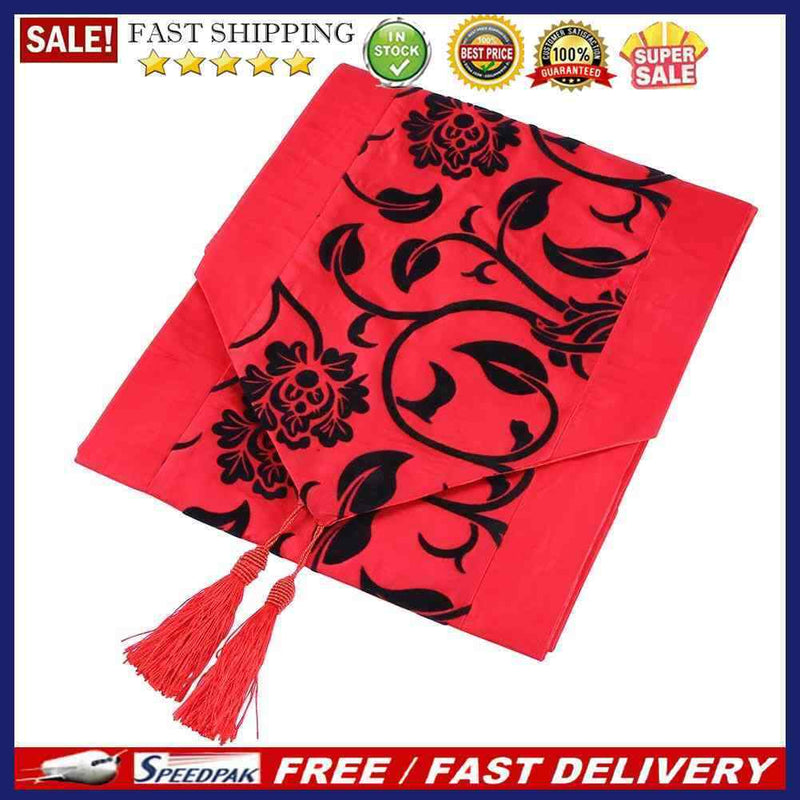 Chameleon Flocking Tablecloth Home Runners Dinner Table Flag Cover(Red)