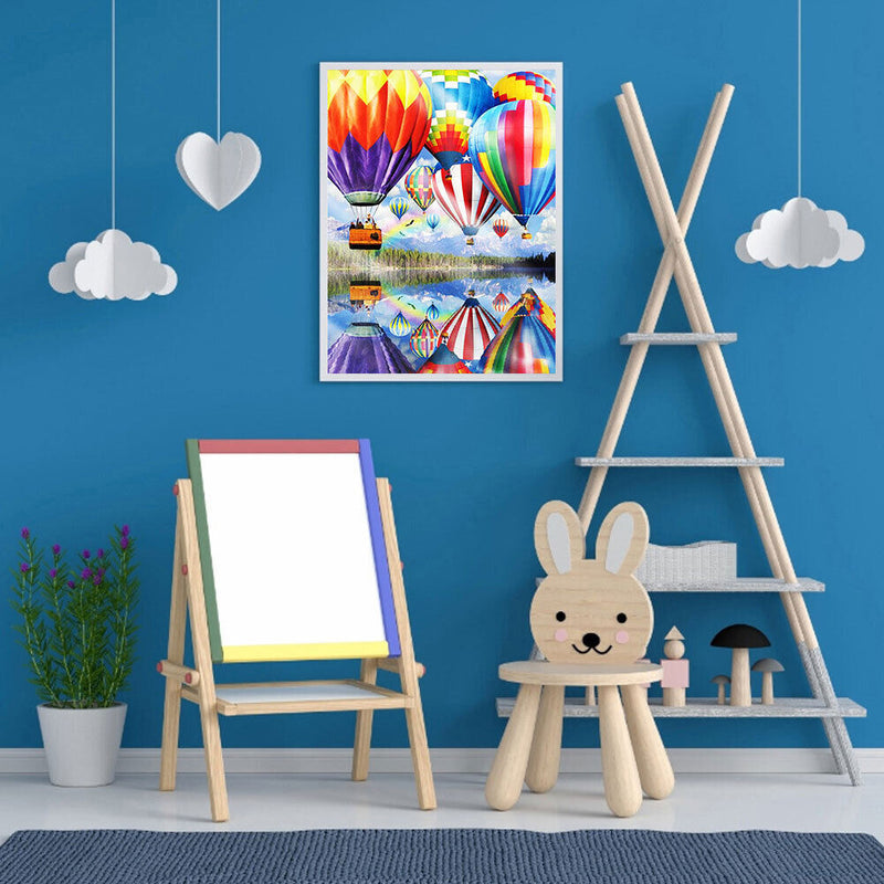 Hot Air Balloons Oil Paint By Numbers DIY Handpainted on Canvas Wall Picture Kit