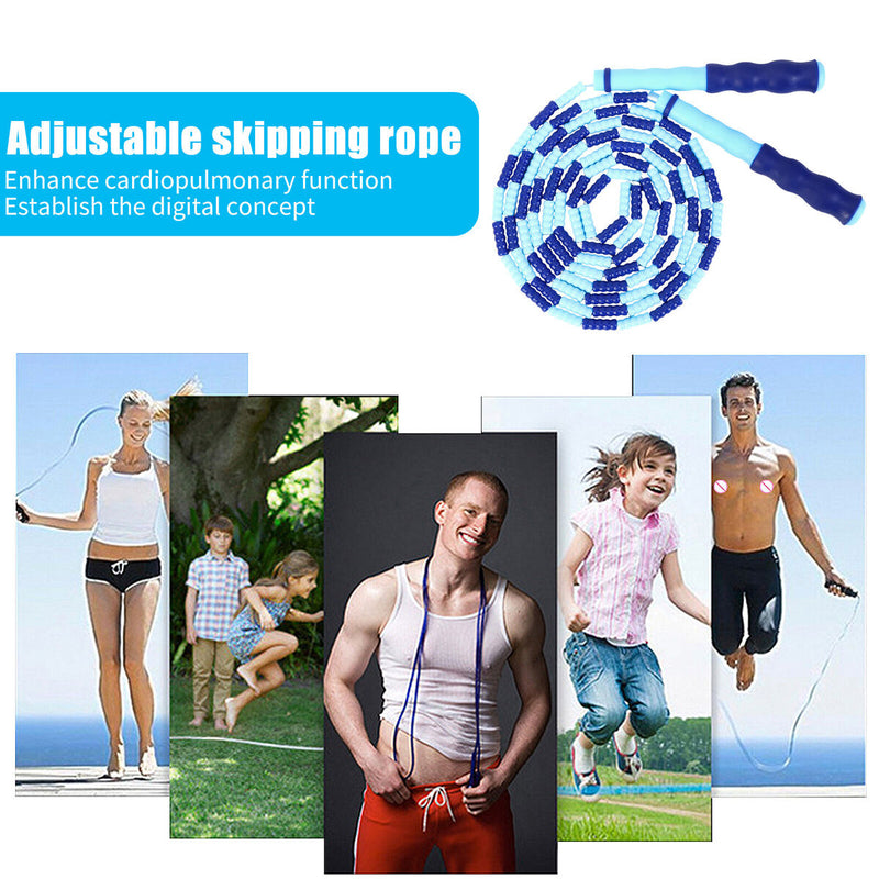 Skipping Rope Professional Rope Skipping Soft Beads Unknotted Rope (Blue) Newly