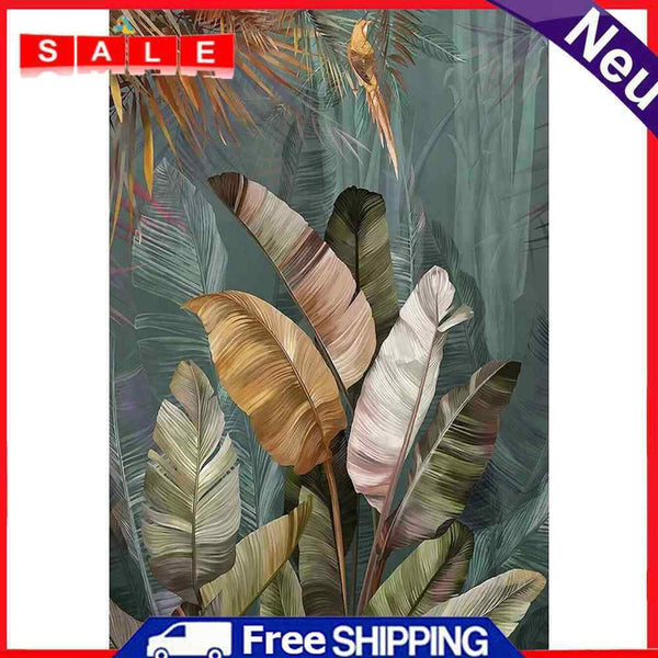 Forest Plantain Leaves Oil Paint By Numbers DIY Frameless Drawing Kit for Adults