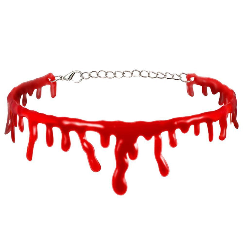 Style Party Dress Red Blood Drip Necklace Punk Choker Halloween Deathrock