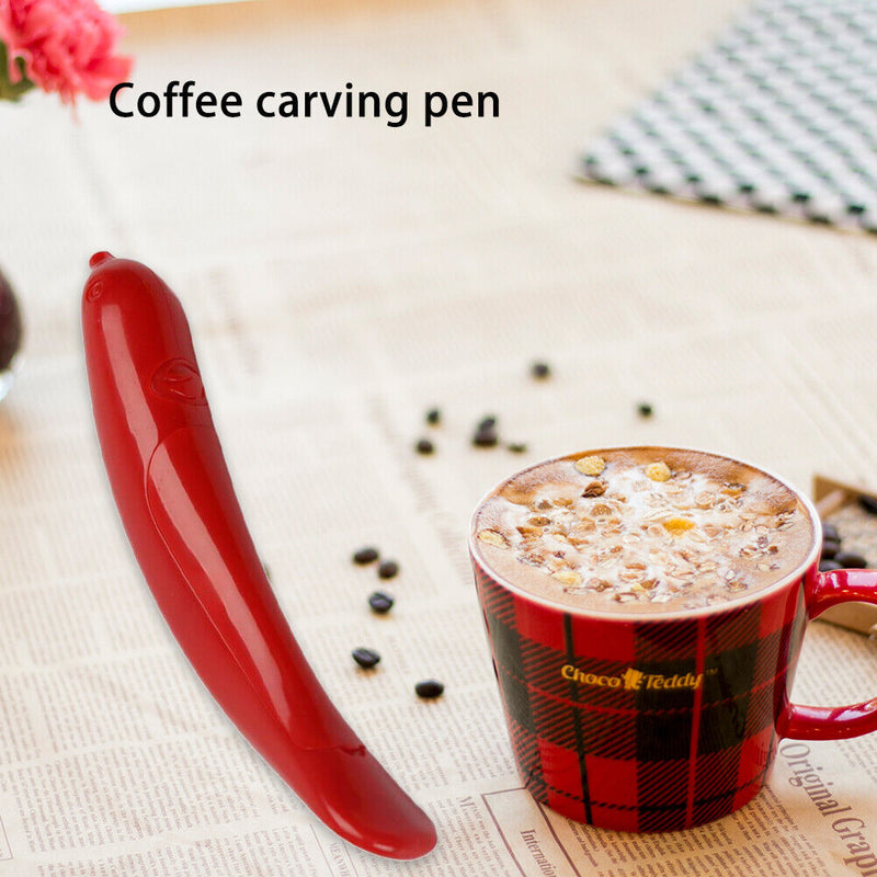 Electrical Latte Art Pen Coffee Carving Cappuccino Pull Flower Decor (Red)