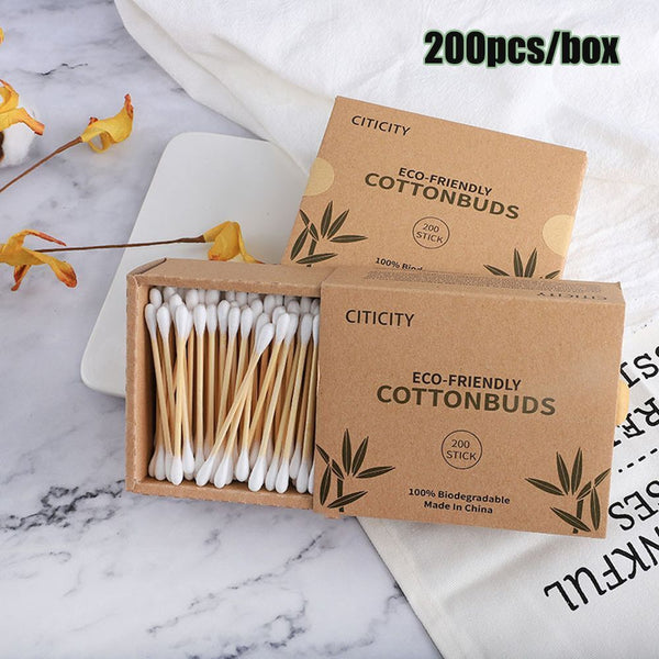 Wooden Nose Ears Cleaning Sticks Ear Swab Cotton Buds Bamboo Cotton Swab