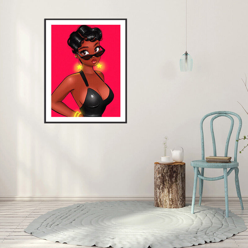 Diamond Painting 5D DIY Black Girl Full Round Drill Rhinestone Picture Kit