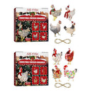 4pcs Chicken Christmas Drop Ornament Wooden Hanging Decoration Party Favor