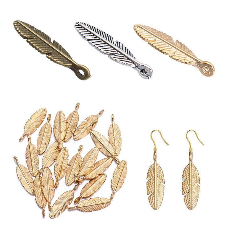 DIY Finding Jewelry Bracelet Beads Necklace Pendant Small Charm Feather Leaf