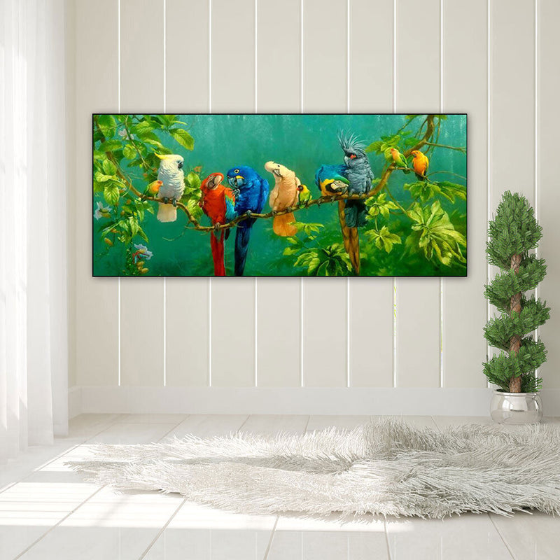 Parrots Oil Paint By Numbers Kits DIY Handpainted on Canvas Wall Animal Picture