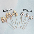Girls Ornaments Handmade Crystal Leaves Pins Clips Headwear Women Hairpins
