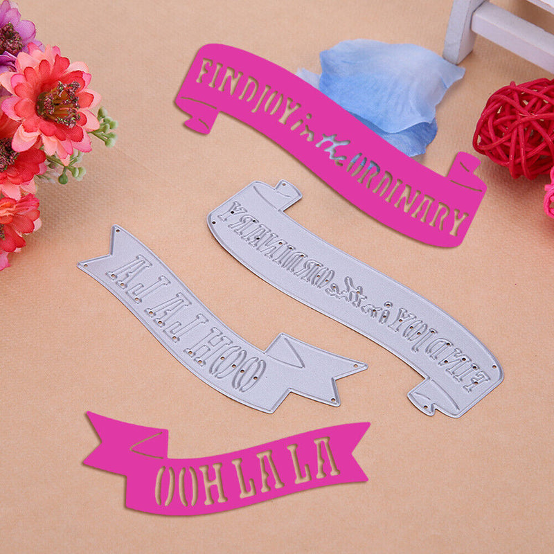 snowvirtuos 2pcs Slogan Cutting Tools Stencils Scrapbook Embossing DIY Craft A