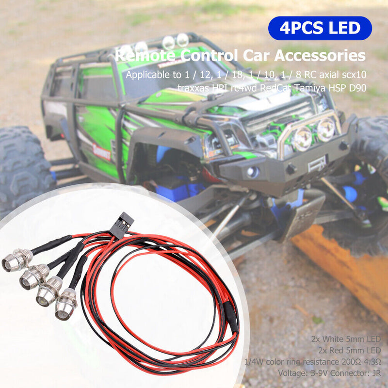 4pcs 70cm Lamp 5mm LED Lights for 1/12 1/18 1/10 1/8 Axial Scx10 Traxxas RC Cars