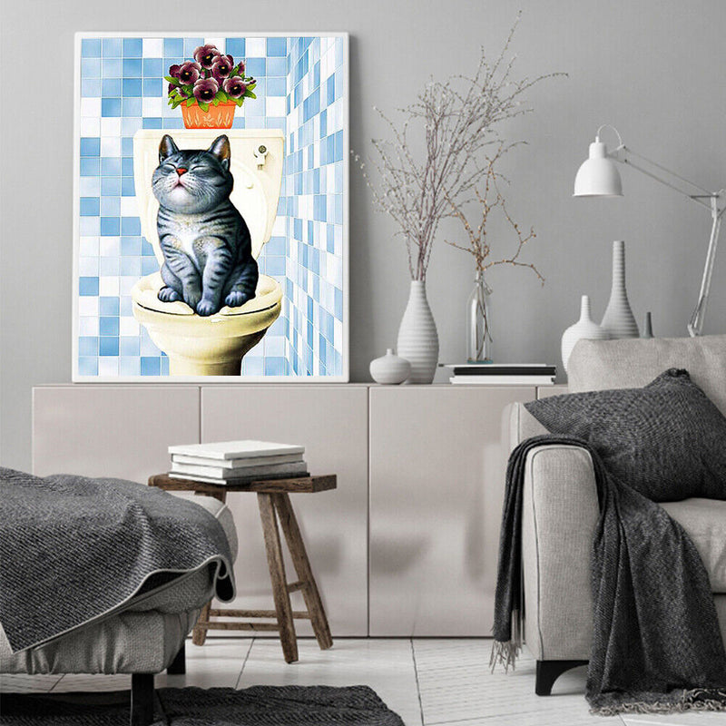 Cute Cat Oil Paint by Numbers Hand Painted Frameless Picture Home Ornament Kit