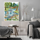 2 Beaches DIY Full Embroidery Waterfront Garden Printed Cross Stitch Kit Craft