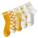 Cotton Plaid Clothing Accesories Orange Series Socks Tube Socks Sweet Stockings