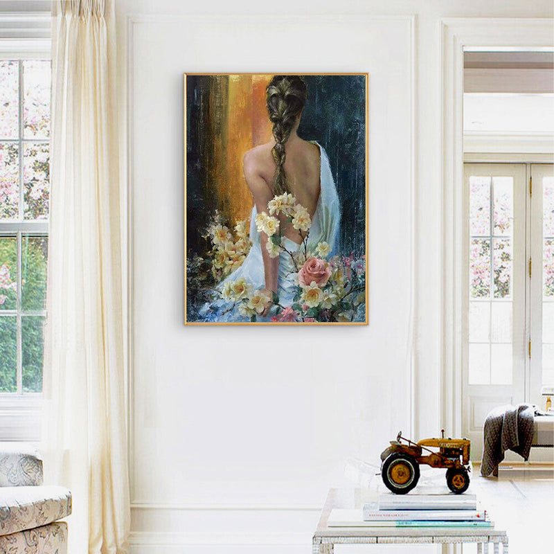 Paint By Numbers for Adults Beginner Elegant Girl Back Home Wall Bedroom Deco