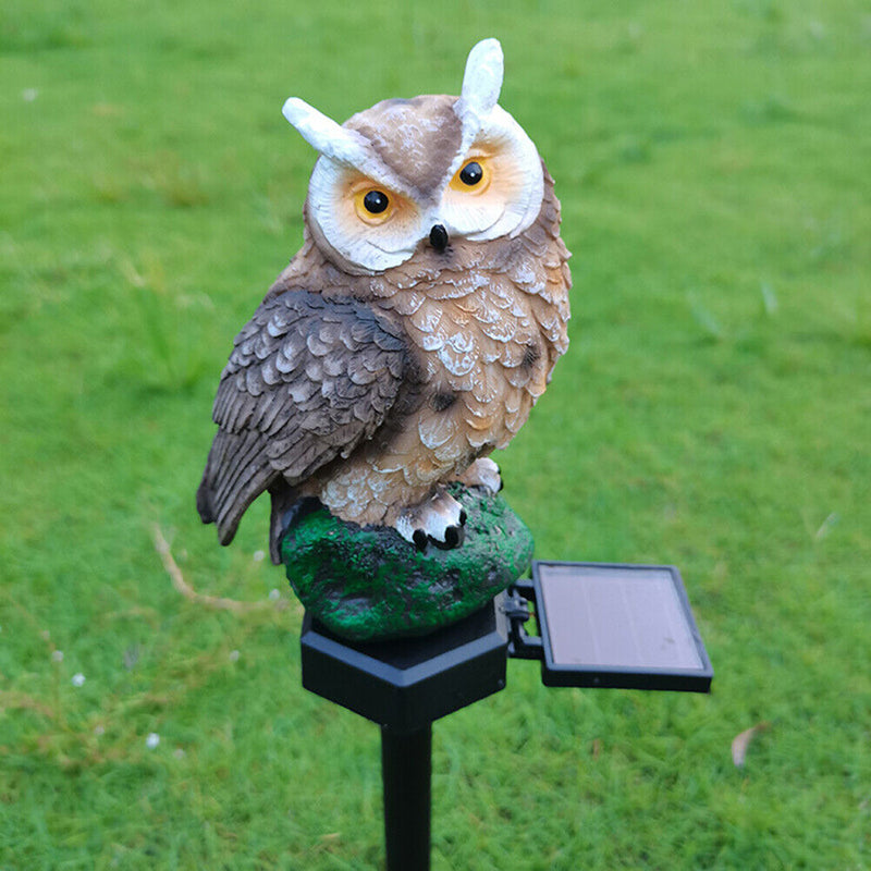 Solar LED Lawn Lights Owl Outdoor Landscape Statue Night Lamp (Dark Brown) Newly