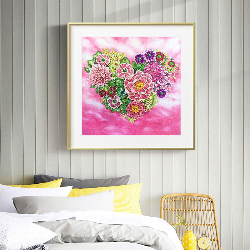 5D Diamond Painting Kit Heart Partial Special Shape Drill Rhinestone DIY