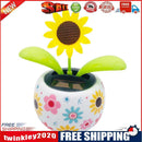 Solar Car Ornament Swing Flip Flap Pot Sunflower Auto Interior Decorations