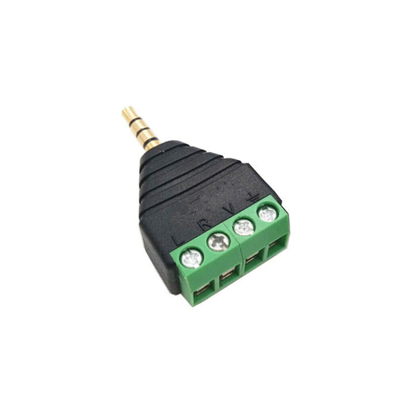 2-Pack 3.5mm 1/8" TRRS Male Jack to AV 4-Screw Terminal Block Balun Connector