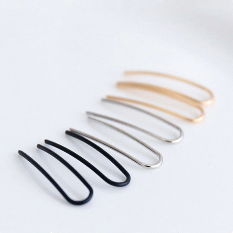 Women Minimalist Party Club Geometry Simple U Earrings Copper Line Ear Stud