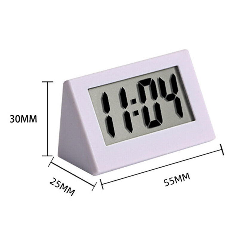 Mini LCD Digital Electronic Desktop Time Clocks Silent Desk Clocks (White)