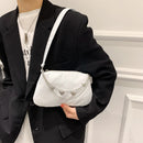 Ladies Nylon Shoulder Bag Solid Color Butterfly Chain Purse Handbag (White)