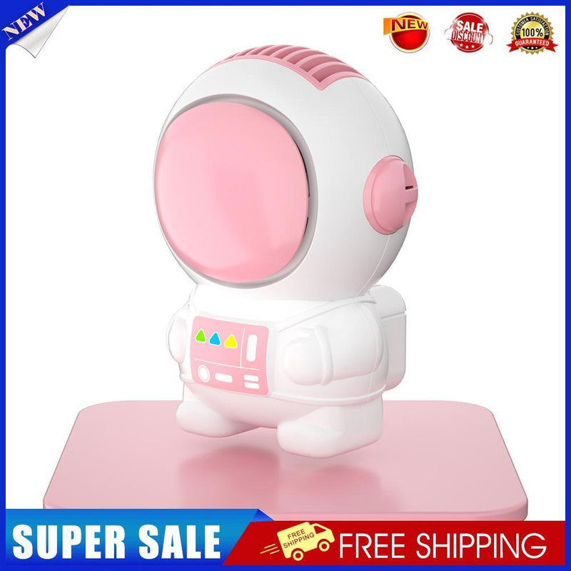 Mini Electric Fan Cute Astronaut Bladeless Spaceman Neck Air Cooler (Pink)