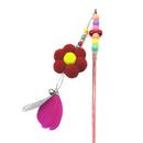 Feather Bell Flower Chaser Wand Fun Kitten Cat Teaser Rod Interactive Stick T