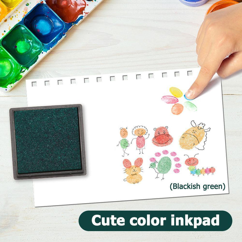 Fingerprint Square Stamp Inkpad for DIY Scrapbook Card Making Craft (Green)