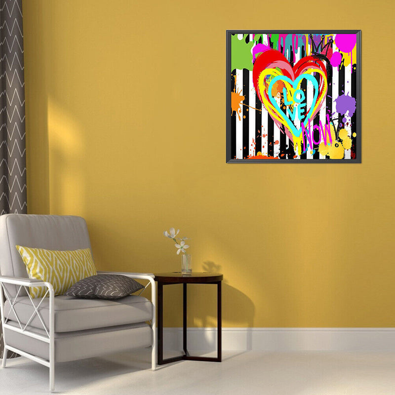 5D Diamond Painting Kit Doodle Heart Full Round Drill Rhinestone DIY Crafts