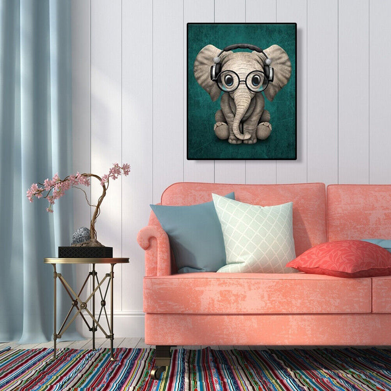 Hand Painted Craft Painting By Numbers DIY Music Elephant Digital Oil Picture