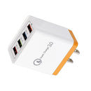 4 USB Travel Wall 3A Fast Charging Charger US Plug Adapter (Orange) 2PCS