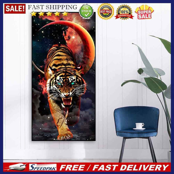 5D DIY Diamond Painting Kits Full Round Drill Moonlight Tiger Mosaic Art (Y64