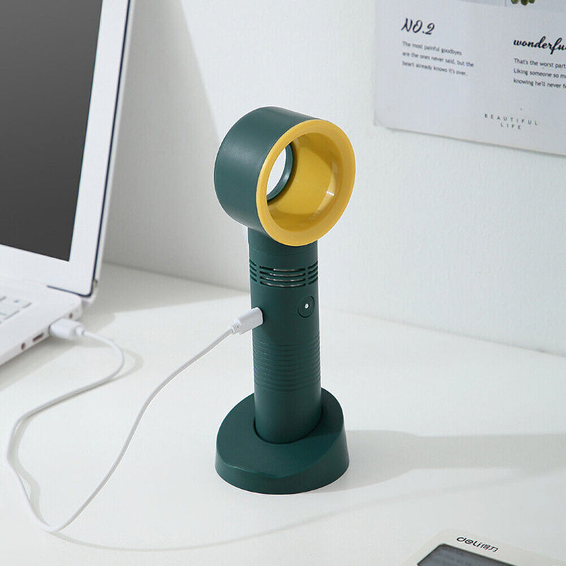 Portable Bladeless Fan Handheld Desktop Summer Travel Mini Cooler (Green)