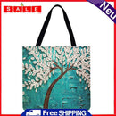LI Q P R Shopping Bag, Motif: Tree Oil Painting, Printed, Casual, Large