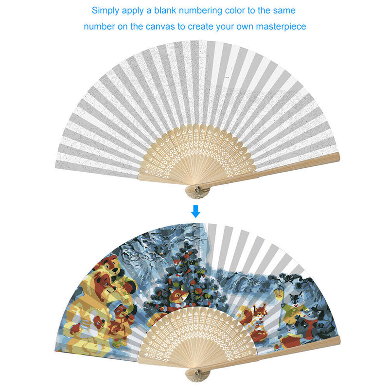 Animal Christmas Draw Fan Frameless DIY Oil Paint By Numbers Canvas Home Decor