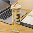 Plastic Water Bottle Straws Portable Tea Fruit Outdoor Travel Mug (Yellow) Newly