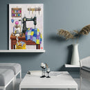 Digital Paint Sewing Machine Painted By Numbers On Canvas Wall