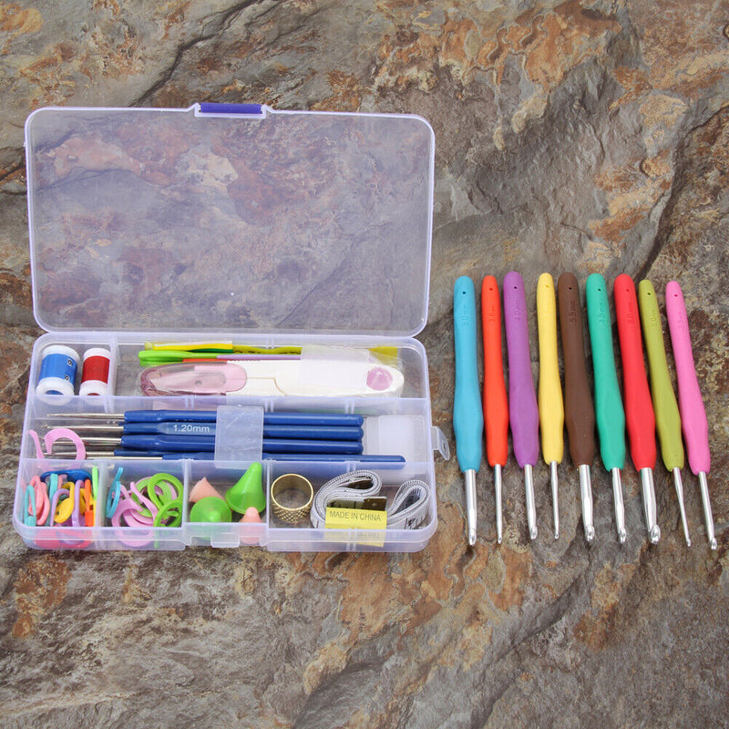 17 Sizes Crochet Hook Needles Stitches Knitting Craft Case Crochet