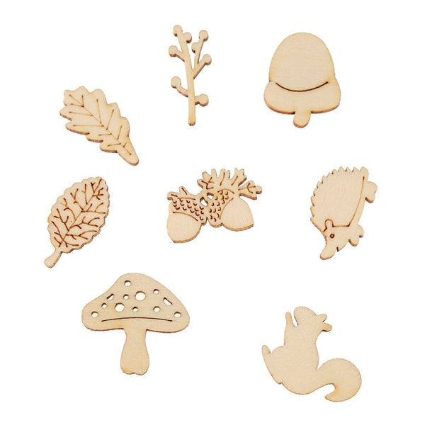 Decoration Mixed Wooden Craft Scrapbooking Squirrel Leaves Shape Mushroom