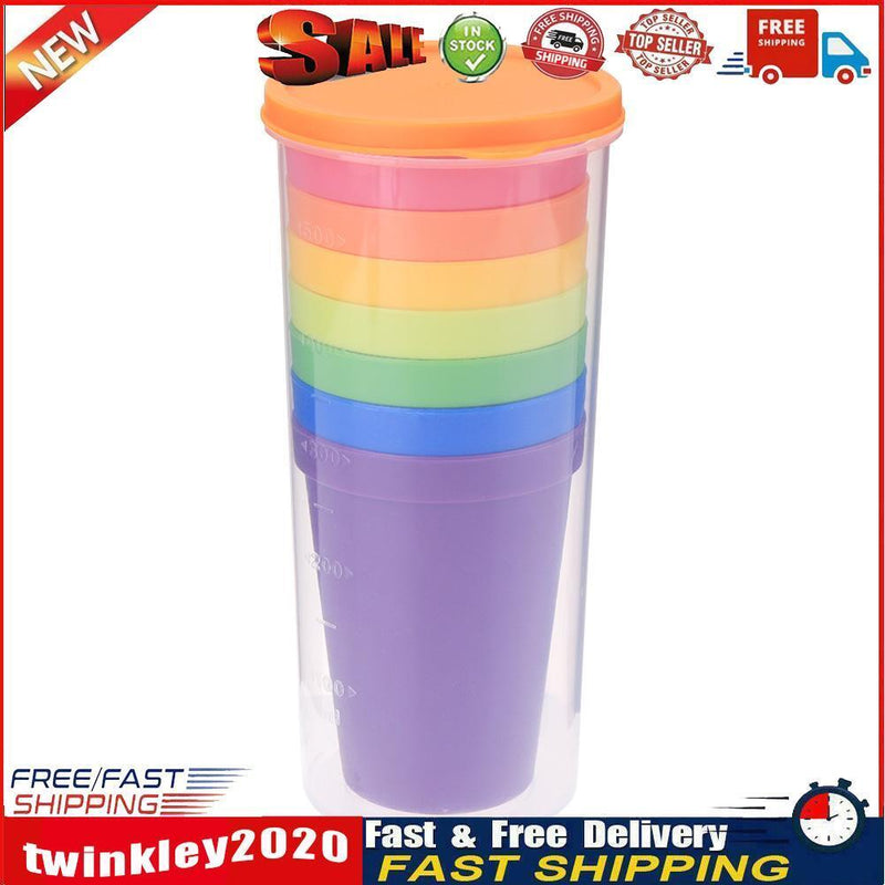 7pcs/set 7 Color Portable Rainbow Suit Cup Picnic Tourism Plastic Cups Newly