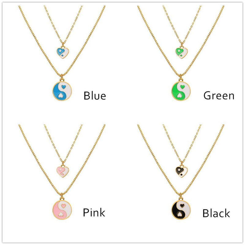 Women Girls Jewelry Tai Chi Round Love Choker Pendant Clavicle Chain Necklace