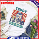 Independence Day Print Teddy Letter Tea T-Shirt (White S)