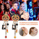 Orange Enamel Crystal Halloween Pumpkin Hanging Earrings*