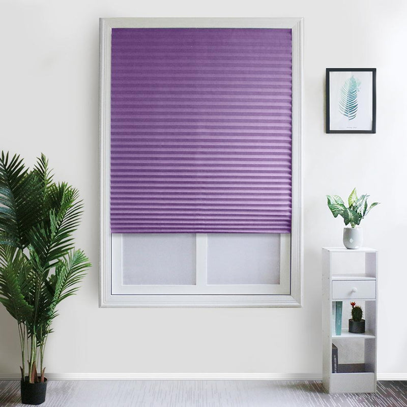 Self-Adhesive Pleated Blinds Half Blackout Curtains for Bathroom Shades Purpl