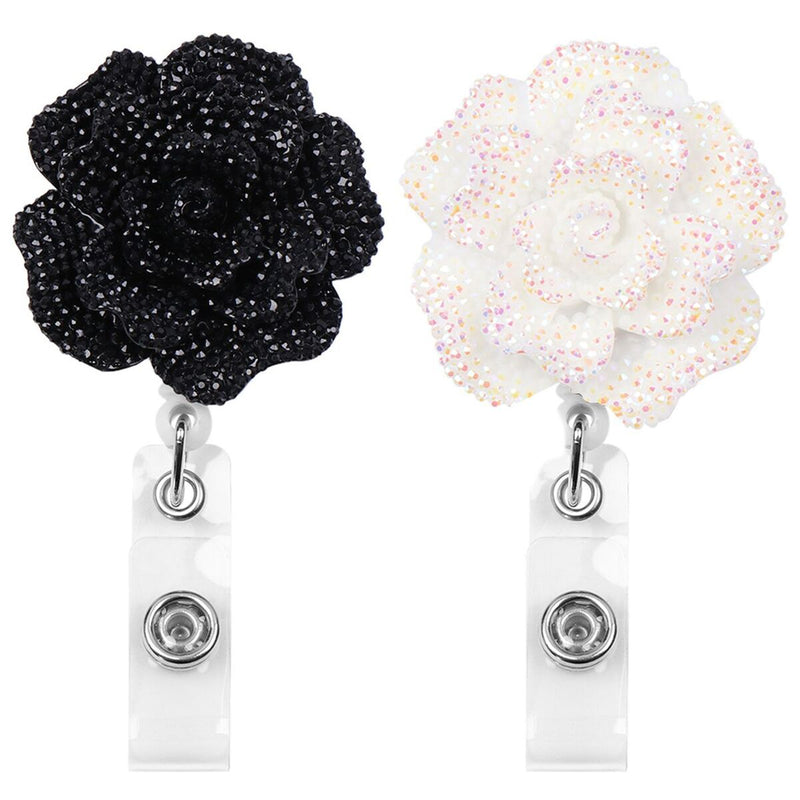 Stationery Lanyards Key Ring Badges Holder Rose Shape Badge Reel For 2PCS