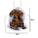 Hanging Neck Brown Dog Printed Linen Cleaning Apron Kitchen Cafe Home Pinafor