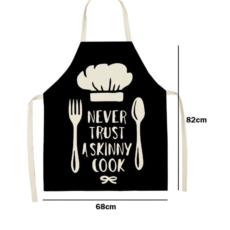 Kitchen Utensil Print Linen Apron Waterproof Home Cooking Bibs (82x68cm)