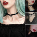 Women Crescent Moon Choker Necklace Gothic Pendant Statement Goth Necklace