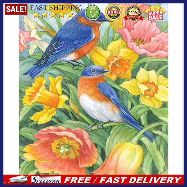 DIY Handmade Digital Picture Bird Flower Frameless Oil Painting By Number C