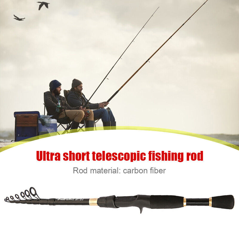 Telescopic Casting Rock Fishing Rod Portable Carbon Fiber Pole (2.4m)
